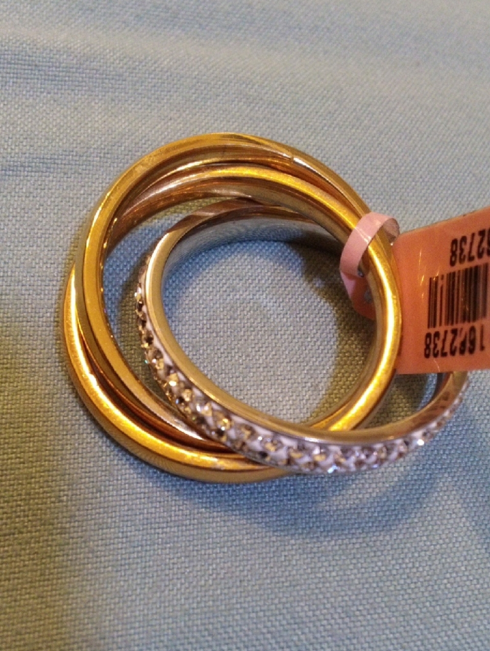 Gold and Rhinestone Interlocking Ring Set - Picture 4 of 4